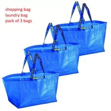IKEA Shopping Bag Blue Large Size Sturdy Laundry Grocery  pack of 3