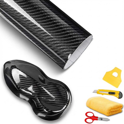 #ad 7D Premium Super Gloss Black Carbon Fiber Vinyl Wrap Bubble Free Air Release 6D $33.88