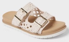 NEW Cat Jack Big Girls Blush Brooklyn Woven Double Strap Slides Sandals Sz 2