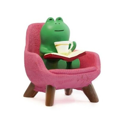 Miniature Frog Figurines Desk Decor, Funny Frog Statue Home Office Pink Sofa