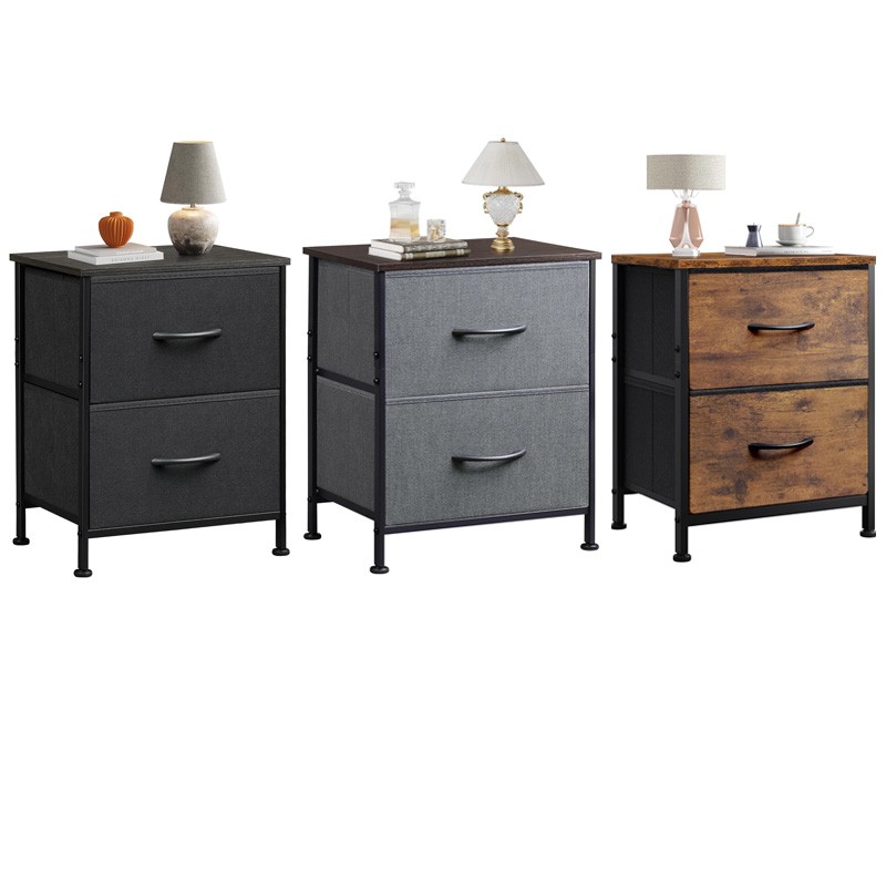 Nightstand End Table Side Table with 2 Fabric Drawers Bedside Table for Bedroom