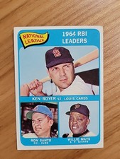 1965 Topps #  6 NL RBI Leaders Boyer Mays Santo Very Good No Creases