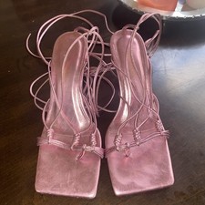 Sandalias para mujer Andrea Wazen Mandaloun envolventes de cuero rosa talla 37,5