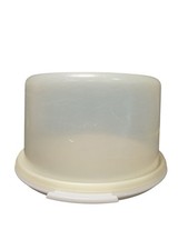 Vintage Tupperware Cake Taker 683-2 Base  684-2 Lid Round Storage Carrier White