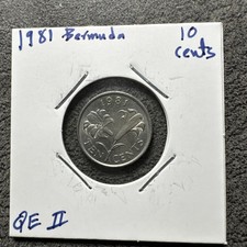 1981 Bermuda 10 Cents. Queen Elizabeth's 2nd Portrait. Lilly Flowers. No Mag