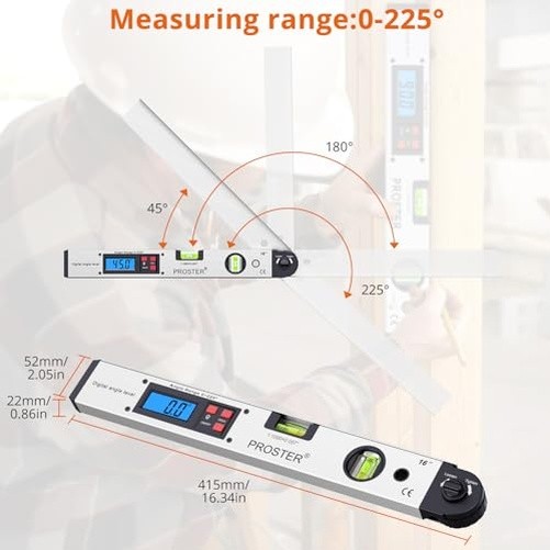 Proster Digital Angle Finder - 16" Aluminum 400mm Lock Knob Level Gauge