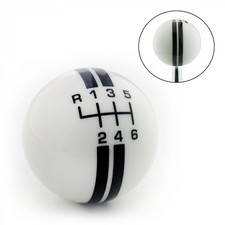 Black Rally Stripe 6 Speed Shift Pattern Ivory Shift Knob With M16x1.5 Insert
