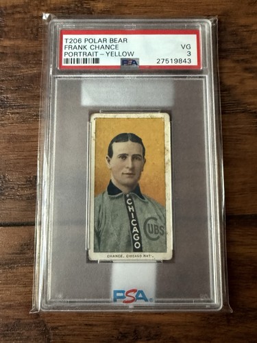 1909-11 T-206 Frank Chance Portrait Yellow PSA 3 Polar Bear Back *25 Year Seller