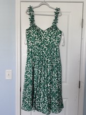 Azazie Atelier Maggy Green Abstract Midi Dress S: 14