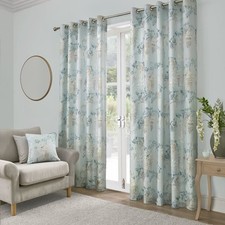 Dreams & Drapes Wisteria Floral Print Eyelet Lined Curtains
