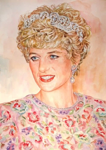 11,69 × 16,53" Princess Diana ~Spring Mood~ watercolor SIGNED&DATED