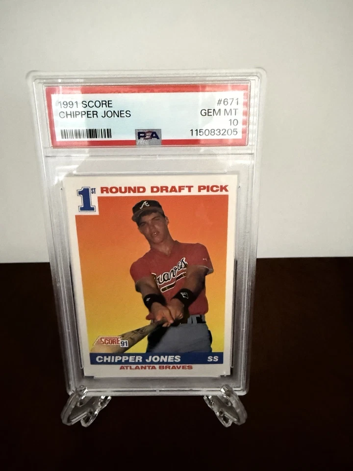 1991 Score Chipper Jones RC PSA 10 GEM MT #671 Braves - Image 3 of 4