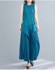 PLEATS PLEASE ISSEY MIYAKE Sleeveless Top & Irregular Pants 2-Piece Set / Blue — photo 1