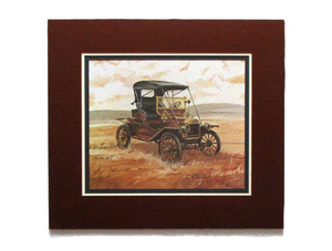 1908 Ford Model T Touring Car 18" Textured Painting Style Print Vintage Auto Art