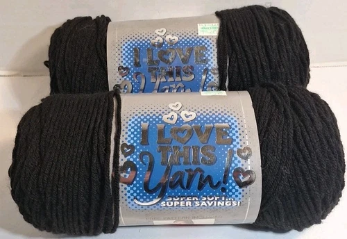 Lot of 2 I Love This Yarn Color #30 Black 2007 Hobby Lobby New 