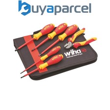 Wiha VDE Electricians Pz Flat Screwdriver + Side Cutter Plier Set in Soft Case