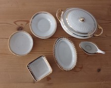 Puppengeschirr, weiß mit Goldrand, Vintage