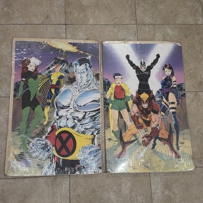 Lot 2 1990 Marvel X-Men Vintage Poster Jim Lee Art Wolverine Psylocke Jubilee