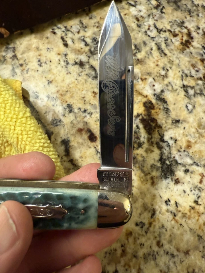 Cuchillo Whittler clásico Case XX grande hueso verde 63094 1991 PROBADO Foto 4 de 4