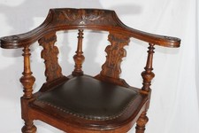 Gründerzeit Schreibtisch Sessel Kapitänsstuhl Eiche Gepolstert Ziernägel um1880