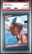 1986 LEAF #28 FRED MCGRIFF ROOKIE RC PSA 8