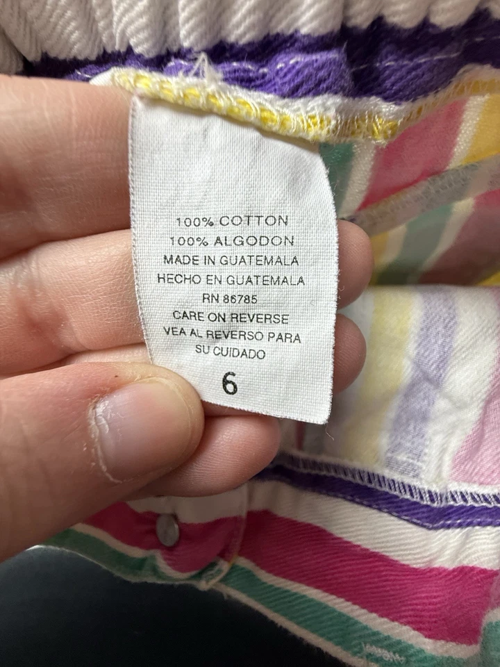 Pantalones Cortos Vintage Bonjour Niños Niñas 6 Caramelo Rayas Y2K Años 90 Retro Arco Iris Elastizados Foto 4 de 4