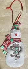 SNOWMAN WITH GINGERBREAD MAN CLAYDOUGH OR RESIN Christmas Ornament