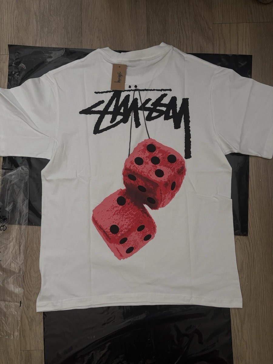 Stussy White T-Shirt & Black Shorts Set Dice Graphic Logo Men's