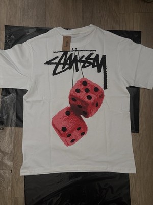 Stussy White T-Shirt & Black Shorts Set Dice Graphic Logo Men's