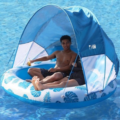 COOLCOOLDEE Inflatable Pool Float with Canopy 2 Person Floating Island Extra