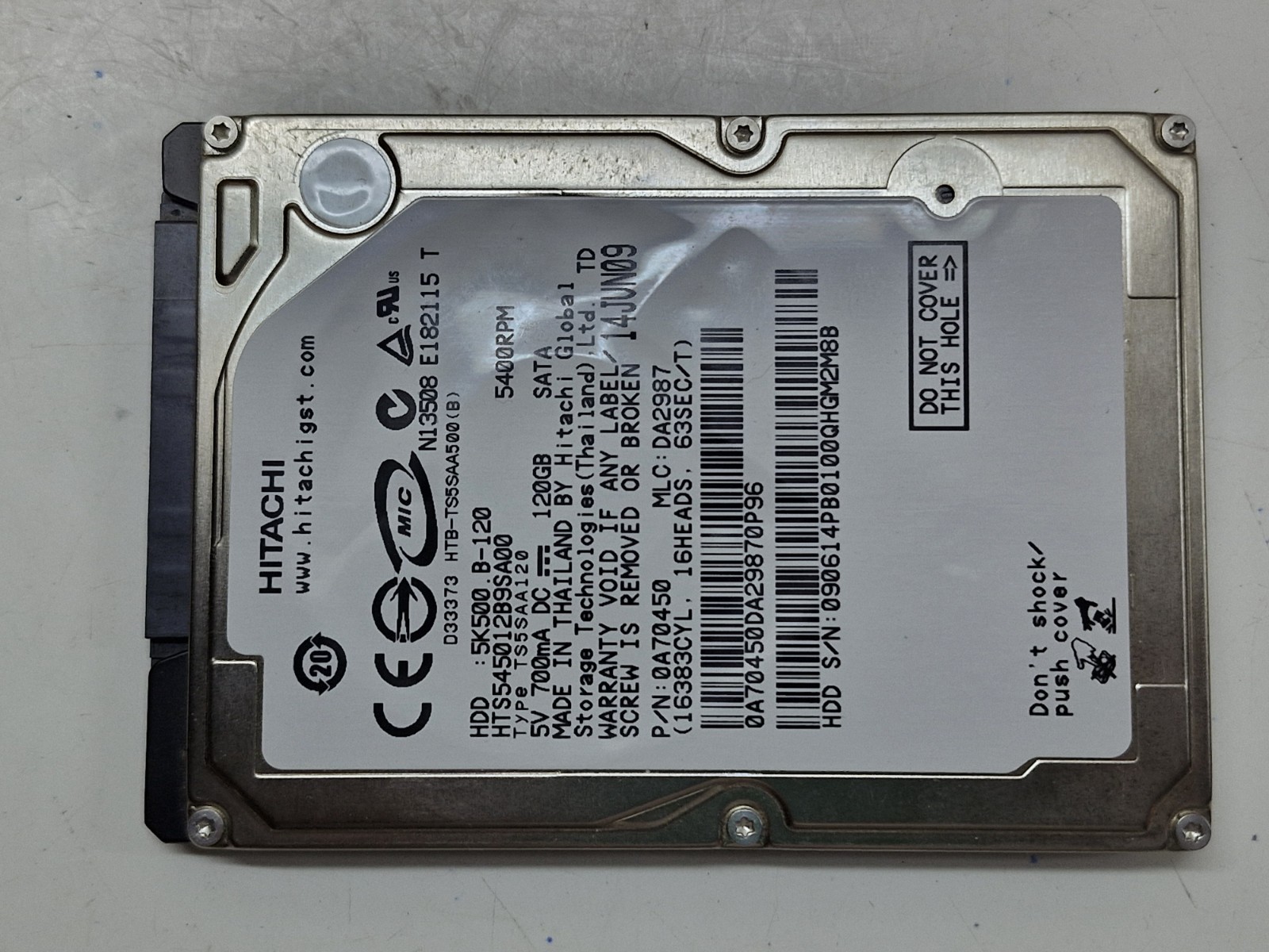 Hard Disk 120 GB Hitachi 2.5 pollici Mod: HTS545012B9SA00 - SATA