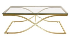 Moderner Couchtisch, messingfarben Glastisch Wohnzimmertisch Tisch Metalltisch