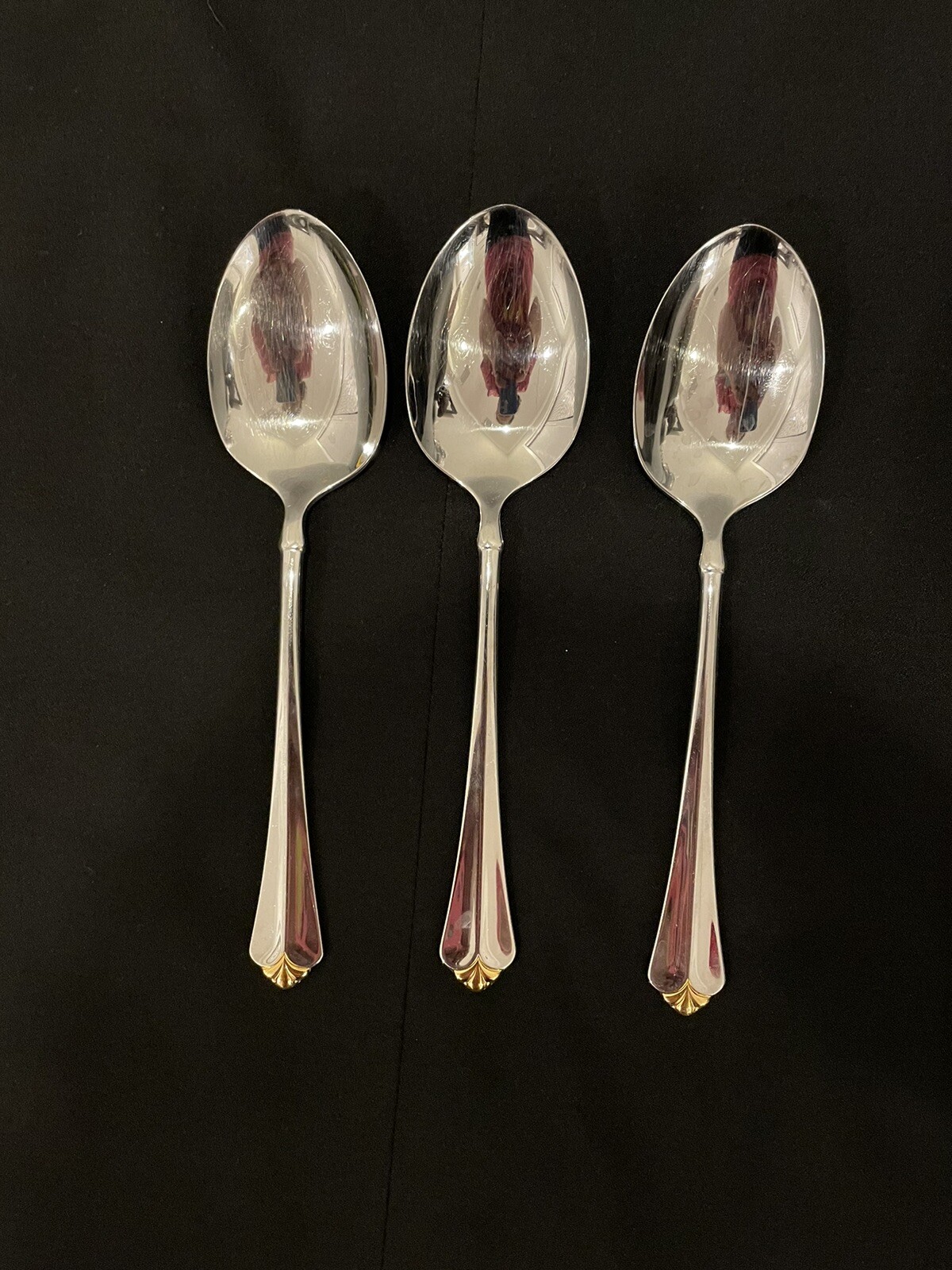 Set of 3 Oneida GOLDEN JUILLIARD Oval Soup Spoons 7 1/4" Stainless