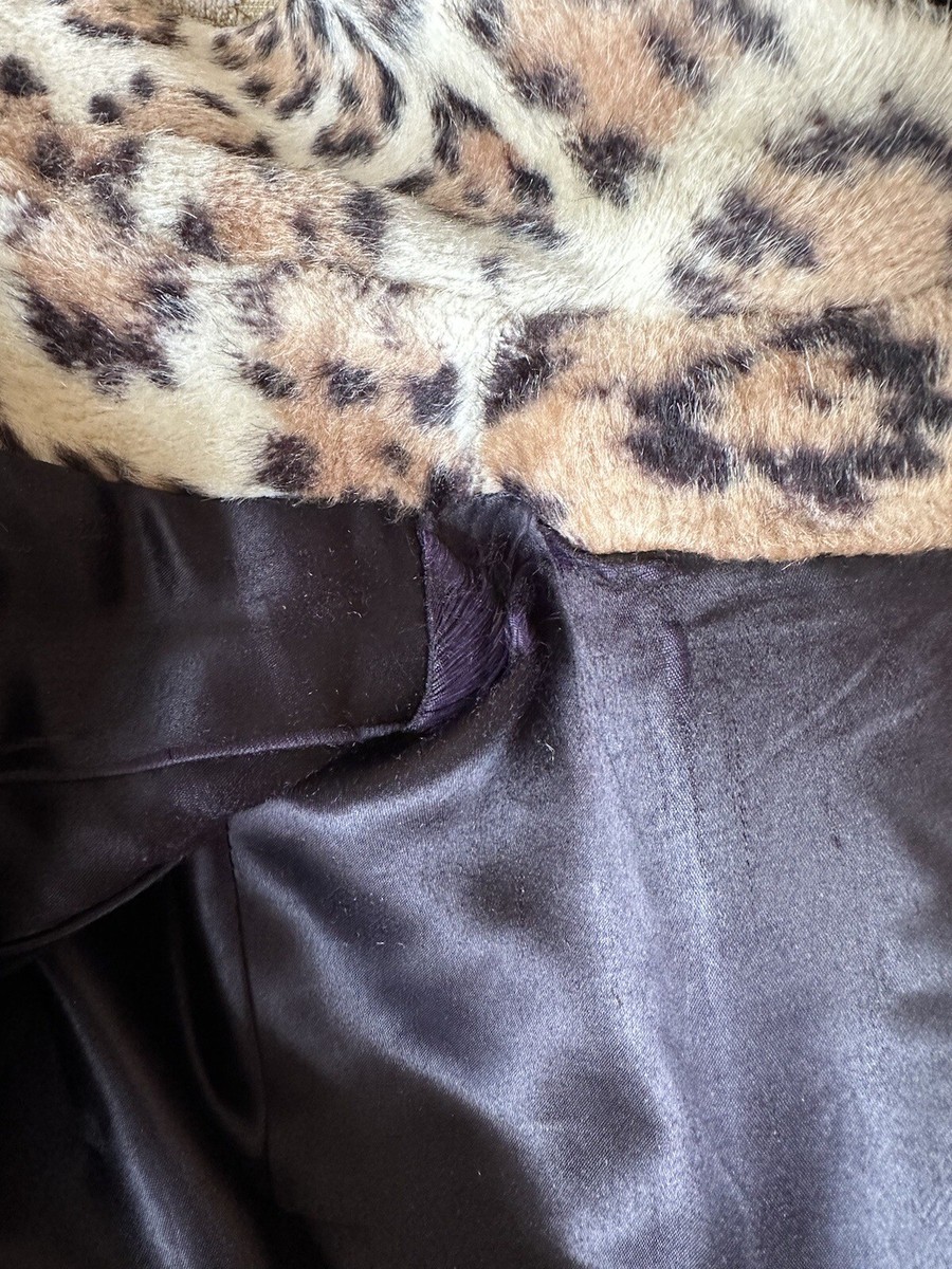 Vintage 1960s Faux Leopard Fur Coat Swahili Fitted M L | eBay