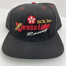 Vintage Texaco Xpress Lube Racing Dollar Cap Co. Black SnapBack Cap Made In USA