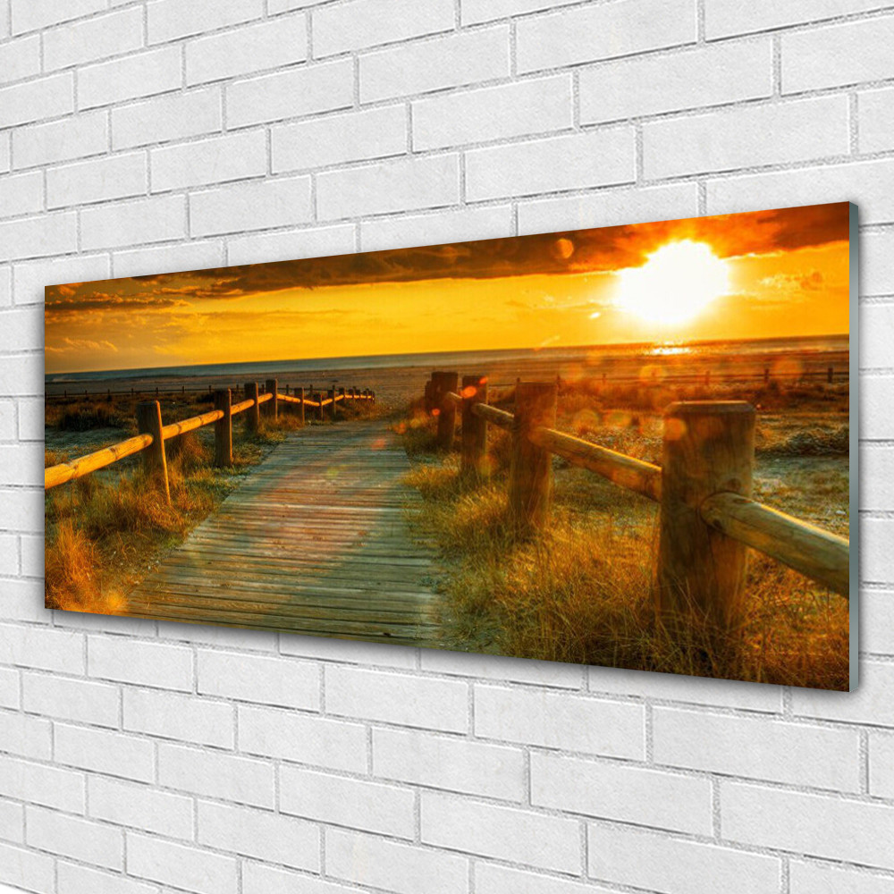 Tableau mural anti-reflet Plexiglas Architecture Sun Way pour mur sombre