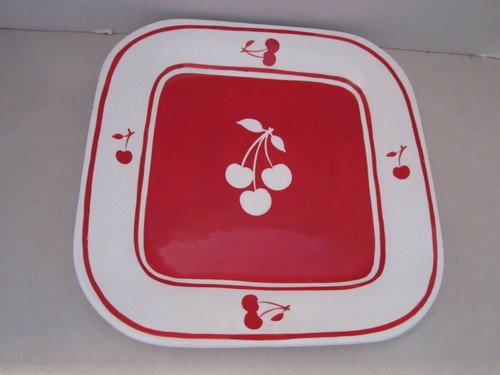 2 - Sonoma Cherries Jubilee Replacement 11" Square Dinner Plate Red - Picture 2 of 4