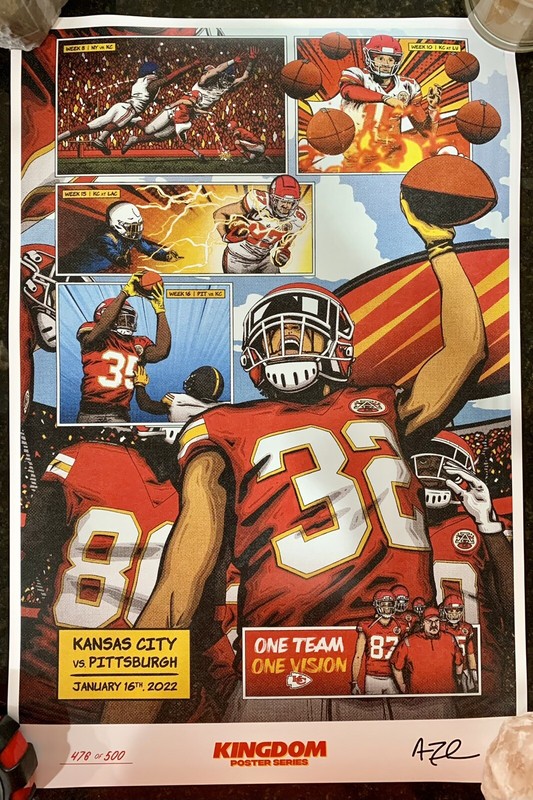 2022 Kingdom Poster Series Chiefs vs Steelers WILD CARD #476/500 SOLD OUT Kelce