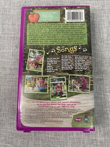Vintage Barney “Songs From The Park” VHS - Picture 2 of 4