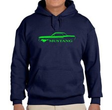 1965 1966 Ford Mustang Coupe Classic Navy Blue Hoodie Sweatshirt FREE SHIP
