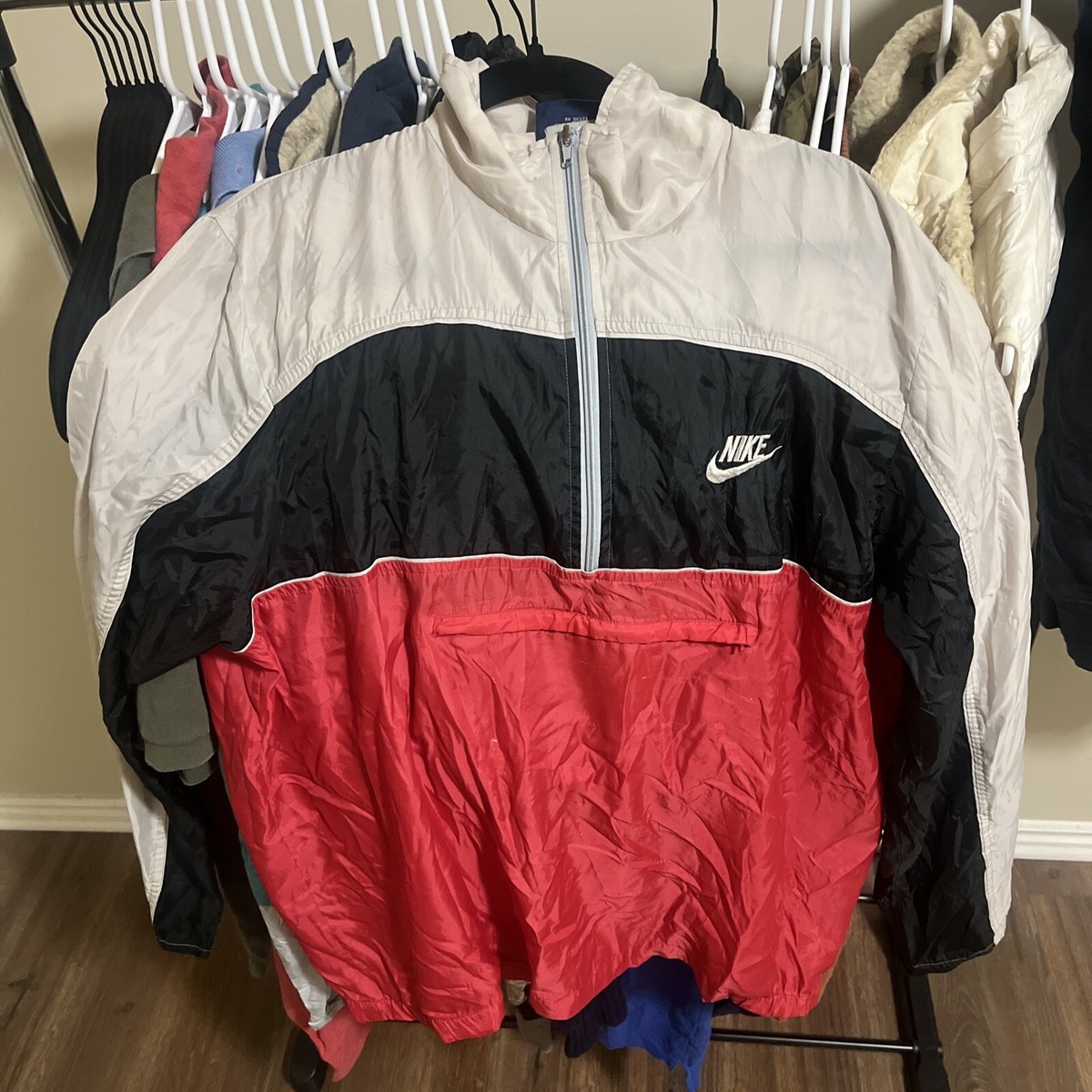 Vintage 80s Nike Quarter Zip Windbreaker Jacket Mens Size L Vintage 80s Nike Quarter Zip Windbreaker Jacket Mens Size L
