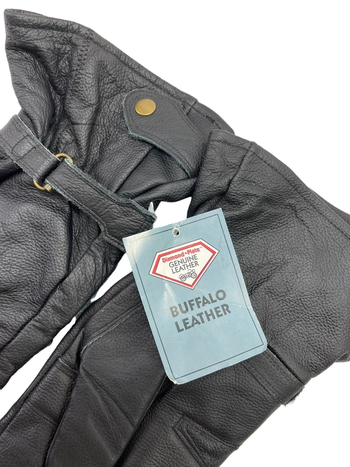 Guantes de invierno para hombre GRANDES negros de cuero de búfalo para motocicleta NUEVO Foto 2 de 4