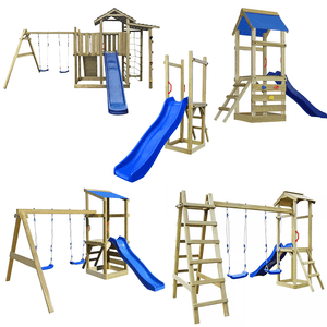 Wooden Playhouse Set With Ladder Slide And Swing Kid Children Image Is Loading Wooden Playhouse Set With Ladder Slide And Swing