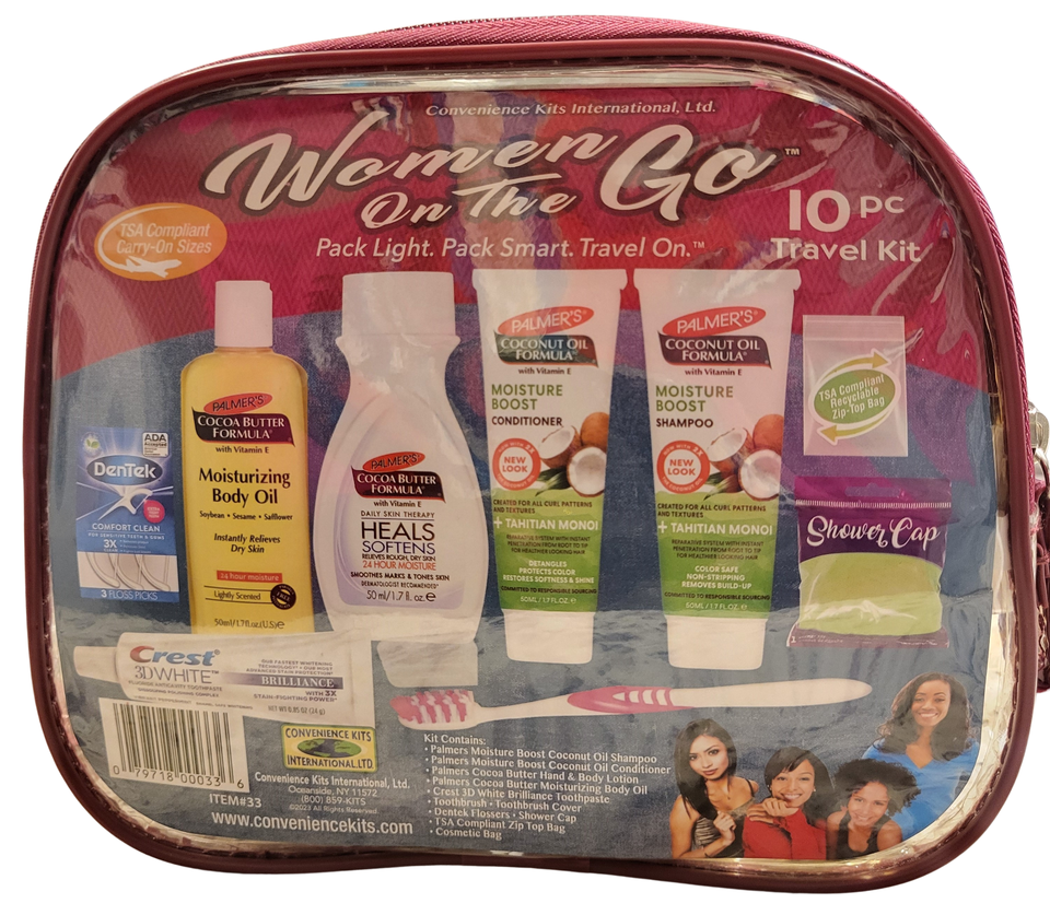 10 pcs Travel Kit TSA Compliant "Woman On The GO" Personal Hygiene