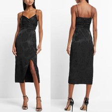 NEW! Express Floral Jacquard V-Neck Wrap Midi Dress 6 Black Party Cocktail $98