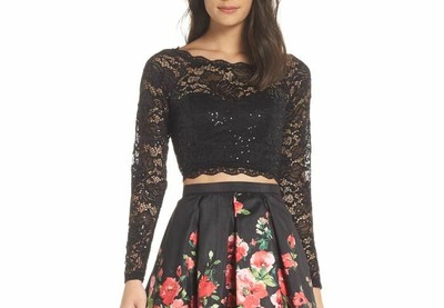 black lace sequin top
