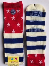 Socks Knee-High Anti-Skid USA Flag Stars on Red  White  Blue Stripes 8-10 NEW