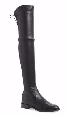 NEW AQUAZZURA Aspen Leather/Cable Knit Over-the-Knee Boots (Size 37)-MSRP $1295