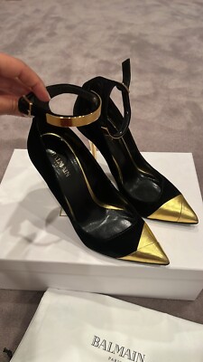 Authentic Balmain Paris Black and Gold velvet Shoes pumps Authentic Balmain Paris Black and Gold velvet Shoes pumps