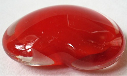 CASED GLASS~Clear~RUBY RED~Solid Glass~HEART SHAPED~Paperweight~DOME STYLE~3.75" - Picture 4 of 9